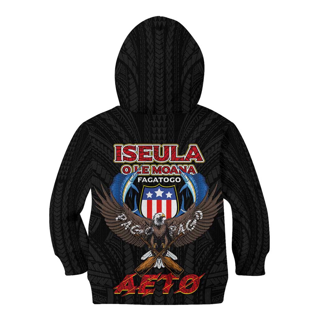 American Samoa Fautasi Kid Hoodie Pago Pago Aeto and Iseula o le Moana of Fagatogo Black Color LT03 - Polynesian Pride