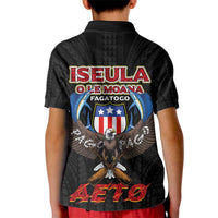 American Samoa Fautasi Kid Polo Shirt Pago Pago Aeto and Iseula o le Moana of Fagatogo Black Color LT03 - Polynesian Pride
