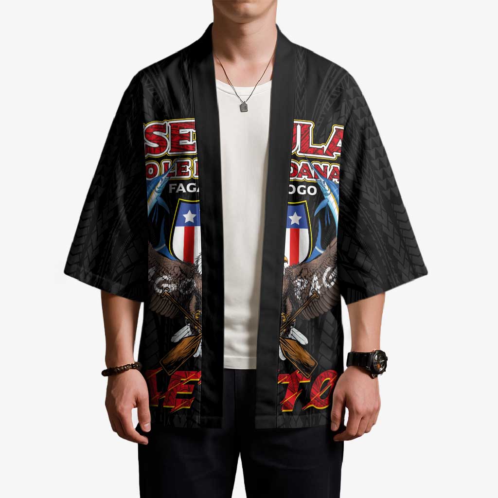 American Samoa Fautasi Kimono Pago Pago Aeto and Iseula o le Moana of Fagatogo Black Color LT03 - Polynesian Pride