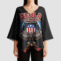 American Samoa Fautasi Kimono Sleeve Blouse Pago Pago Aeto and Iseula o le Moana of Fagatogo Black Color LT03 - Polynesian Pride