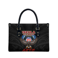 American Samoa Fautasi Leather Bag Pago Pago Aeto and Iseula o le Moana of Fagatogo Black Color LT03 - Polynesian Pride
