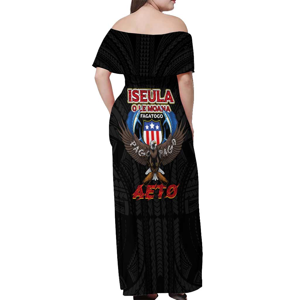 American Samoa Fautasi Off Shoulder Maxi Dress Pago Pago Aeto and Iseula o le Moana of Fagatogo Black Color LT03 - Polynesian Pride