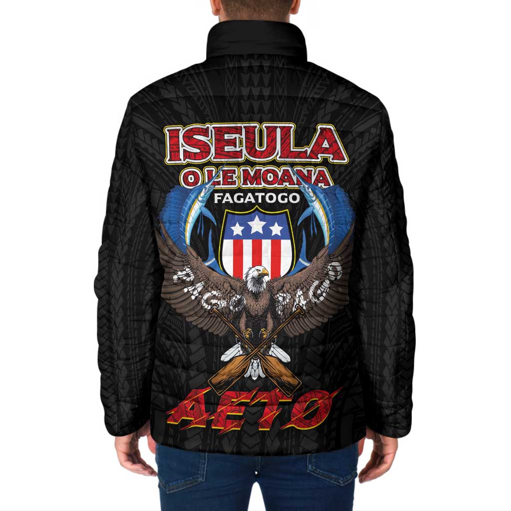 American Samoa Fautasi Padded Jacket Pago Pago Aeto and Iseula o le Moana of Fagatogo Black Color LT03 - Polynesian Pride