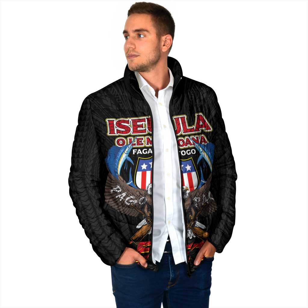 American Samoa Fautasi Padded Jacket Pago Pago Aeto and Iseula o le Moana of Fagatogo Black Color LT03 - Polynesian Pride