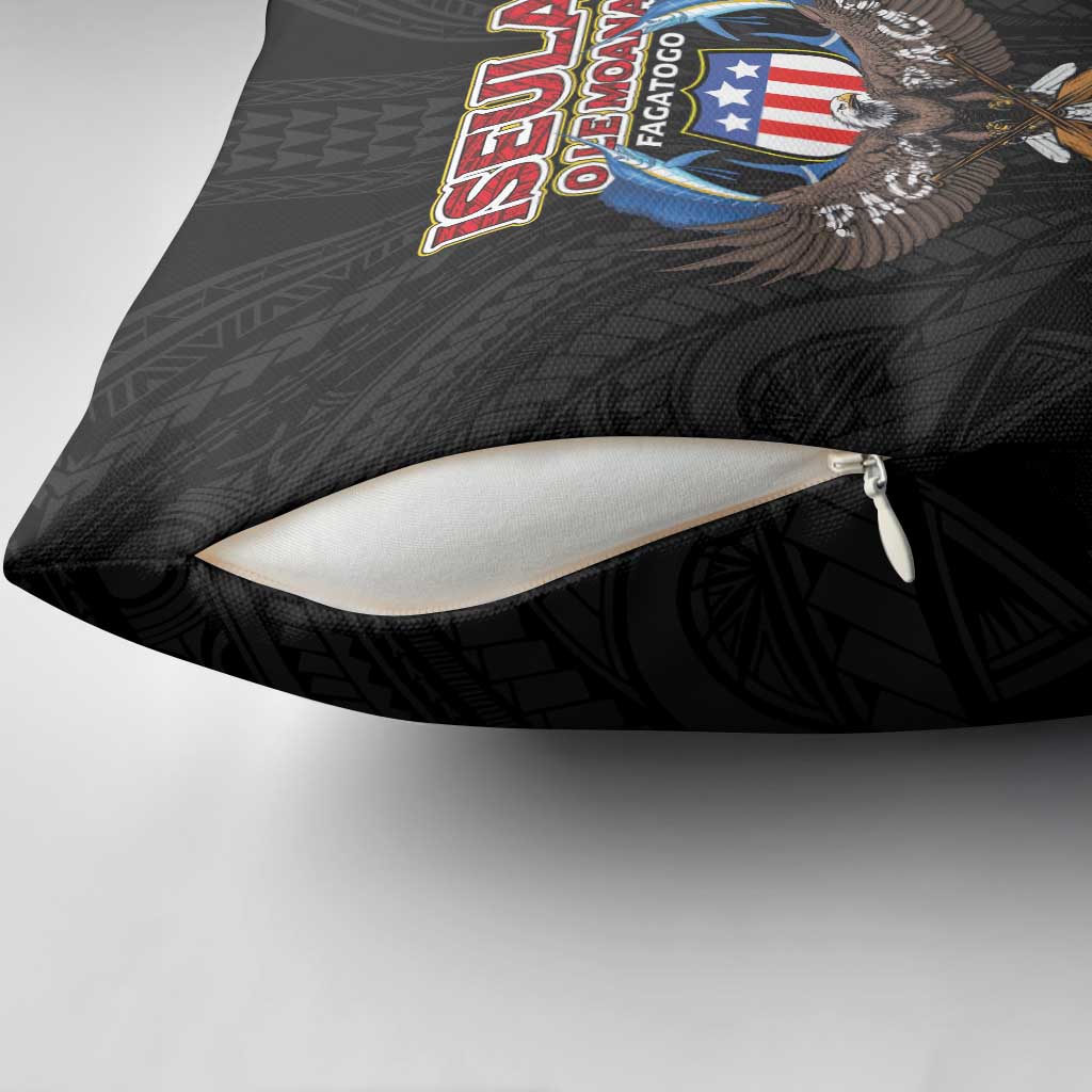 American Samoa Fautasi Pillow Cover Pago Pago Aeto and Iseula o le Moana of Fagatogo Black Color LT03 - Polynesian Pride