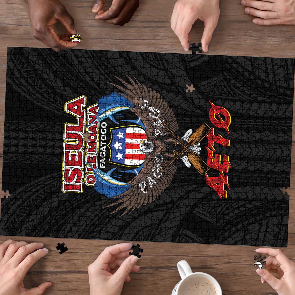 American Samoa Fautasi Puzzle Pago Pago Aeto and Iseula o le Moana of Fagatogo Black Color LT03 - Polynesian Pride