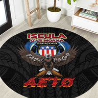 American Samoa Fautasi Round Carpet Pago Pago Aeto and Iseula o le Moana of Fagatogo Black Color LT03 Black - Polynesian Pride