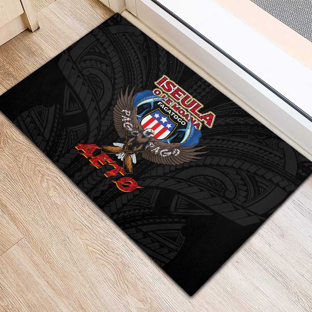 American Samoa Fautasi Rubber Doormat Pago Pago Aeto and Iseula o le Moana of Fagatogo Black Color LT03 - Polynesian Pride