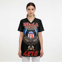 American Samoa Fautasi Scrub Top Pago Pago Aeto and Iseula o le Moana of Fagatogo Black Color LT03 - Polynesian Pride