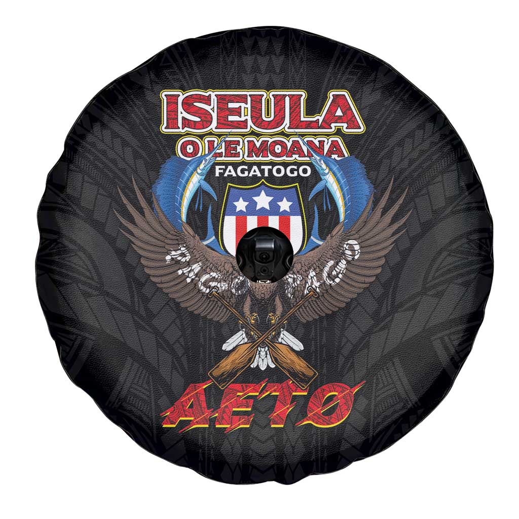 American Samoa Fautasi Spare Tire Cover Pago Pago Aeto and Iseula o le Moana of Fagatogo Black Color LT03 - Polynesian Pride