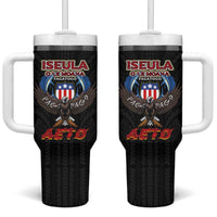 American Samoa Fautasi Tumbler With Handle Pago Pago Aeto and Iseula o le Moana of Fagatogo Black Color LT03 One Size: 40 oz Black - Polynesian Pride