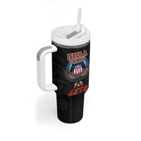 American Samoa Fautasi Tumbler With Handle Pago Pago Aeto and Iseula o le Moana of Fagatogo Black Color LT03 - Polynesian Pride