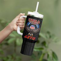 American Samoa Fautasi Tumbler With Handle Pago Pago Aeto and Iseula o le Moana of Fagatogo Black Color LT03 - Polynesian Pride