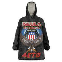 American Samoa Fautasi Wearable Blanket Hoodie Pago Pago Aeto and Iseula o le Moana of Fagatogo Black Color LT03 One Size Black - Polynesian Pride