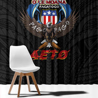 American Samoa Fautasi Window Curtain Pago Pago Aeto and Iseula o le Moana of Fagatogo Black Color LT03 - Polynesian Pride