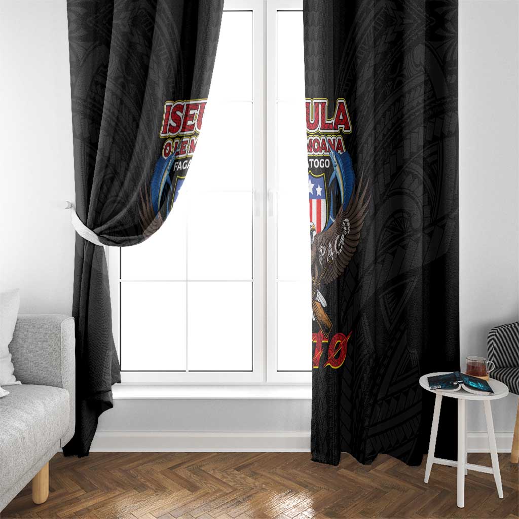 American Samoa Fautasi Window Curtain Pago Pago Aeto and Iseula o le Moana of Fagatogo Black Color LT03 - Polynesian Pride