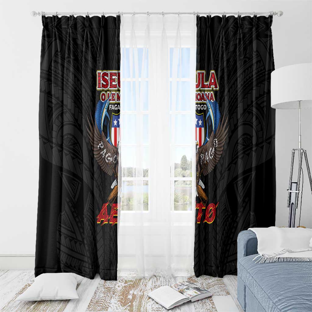 American Samoa Fautasi Window Curtain Pago Pago Aeto and Iseula o le Moana of Fagatogo Black Color LT03 - Polynesian Pride