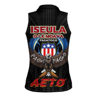 American Samoa Fautasi Women Sleeveless Polo Shirt Pago Pago Aeto and Iseula o le Moana of Fagatogo Black Color LT03 - Polynesian Pride