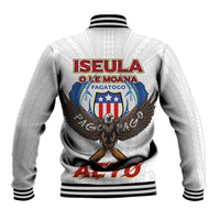 American Samoa Fautasi Baseball Jacket Pago Pago Aeto and Iseula o le Moana of Fagatogo White Color LT03 - Polynesian Pride