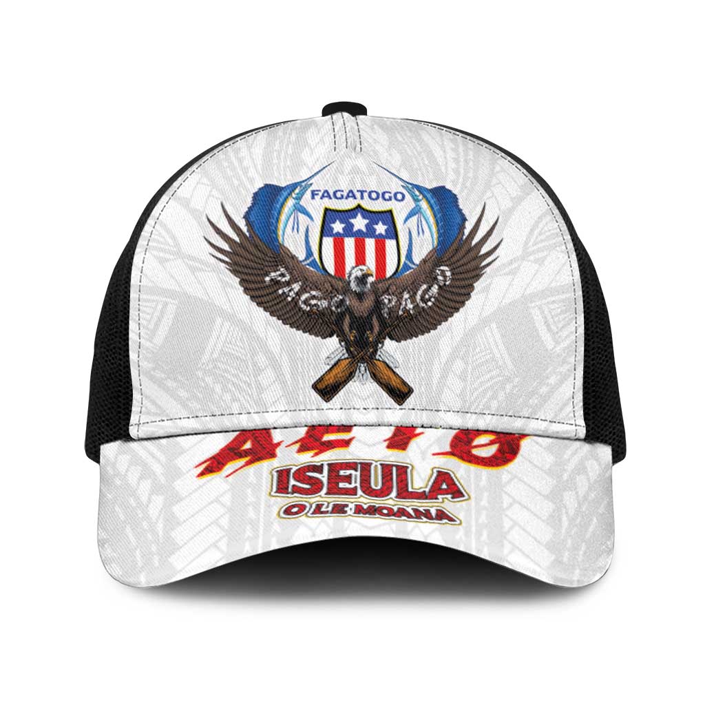 American Samoa Fautasi Baseball Net Cap Pago Pago Aeto and Iseula o le Moana of Fagatogo White Color - Polynesian Pride
