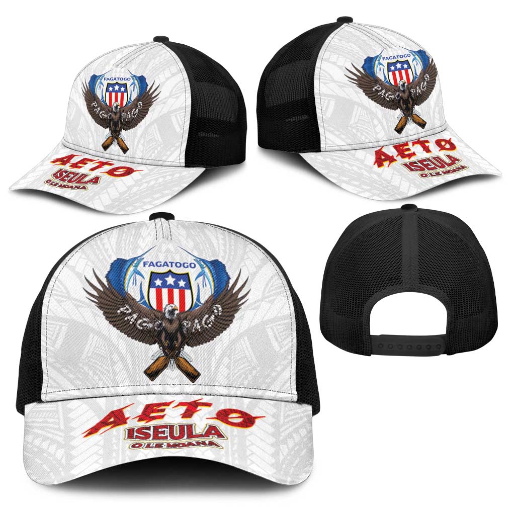 American Samoa Fautasi Baseball Net Cap Pago Pago Aeto and Iseula o le Moana of Fagatogo White Color LT03 - Polynesian Pride