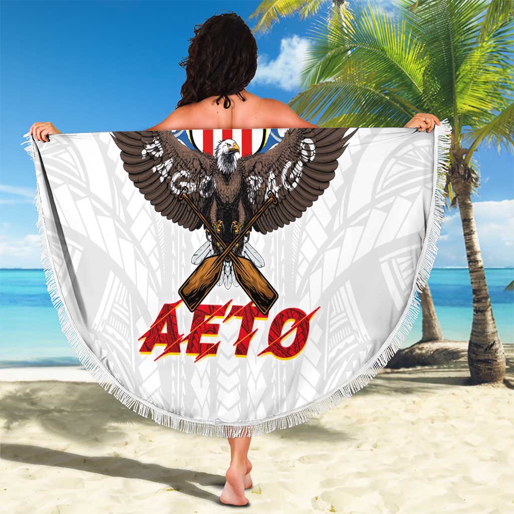 American Samoa Fautasi Beach Blanket Pago Pago Aeto and Iseula o le Moana of Fagatogo White Color LT03 - Polynesian Pride