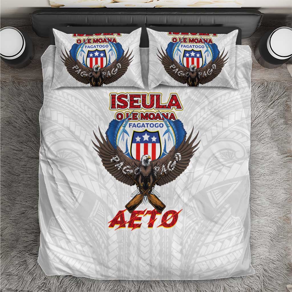 American Samoa Fautasi Bedding Set Pago Pago Aeto and Iseula o le Moana of Fagatogo White Color LT03 White - Polynesian Pride