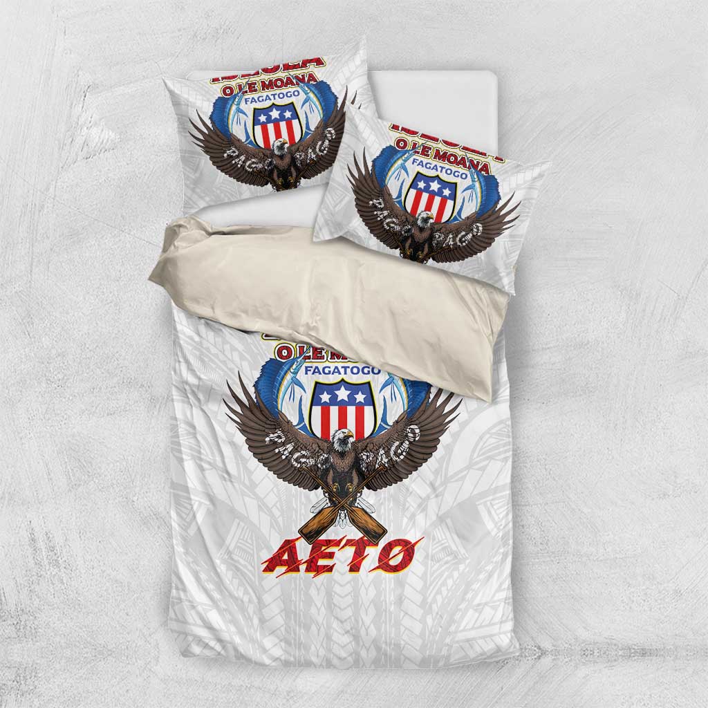 American Samoa Fautasi Bedding Set Pago Pago Aeto and Iseula o le Moana of Fagatogo White Color LT03 US Twin 172cm x 218cm White - Polynesian Pride