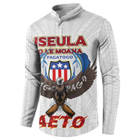 American Samoa Fautasi Button Sweatshirt Pago Pago Aeto and Iseula o le Moana of Fagatogo White Color LT03 - Polynesian Pride