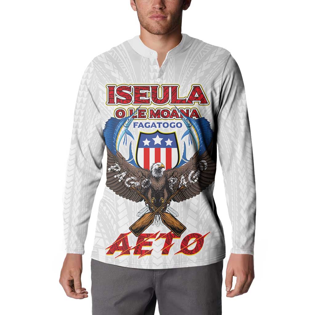 American Samoa Fautasi Button Sweatshirt Pago Pago Aeto and Iseula o le Moana of Fagatogo White Color LT03 - Polynesian Pride