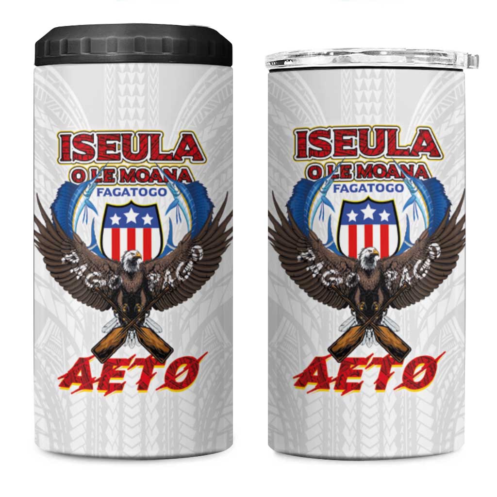 American Samoa Fautasi 4 in 1 Can Cooler Tumbler Pago Pago Aeto and Iseula o le Moana of Fagatogo White Color LT03 One Size: 16 oz White - Polynesian Pride