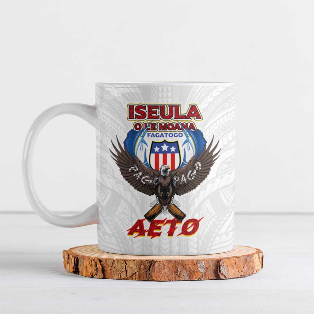 American Samoa Fautasi Ceramic Mug Pago Pago Aeto and Iseula o le Moana of Fagatogo White Color LT03 White - Polynesian Pride