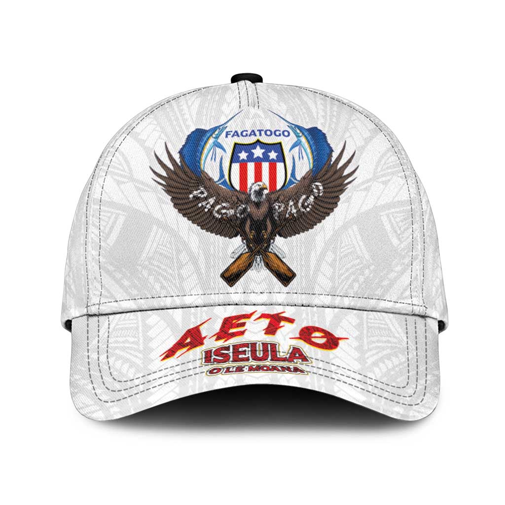 American Samoa Fautasi Classic Cap Pago Pago Aeto and Iseula o le Moana of Fagatogo White Color LT03 Universal Fit White - Polynesian Pride