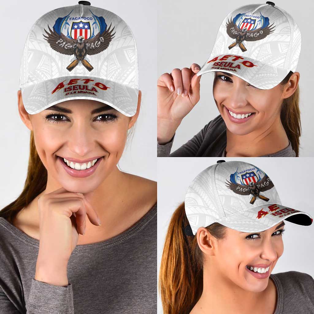 American Samoa Fautasi Classic Cap Pago Pago Aeto and Iseula o le Moana of Fagatogo White Color LT03 - Polynesian Pride