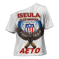 American Samoa Fautasi Cross Shoulder Shirt Pago Pago Aeto and Iseula o le Moana of Fagatogo White Color LT03 - Polynesian Pride