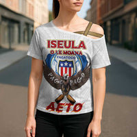 American Samoa Fautasi Cross Shoulder Shirt Pago Pago Aeto and Iseula o le Moana of Fagatogo White Color LT03 - Polynesian Pride