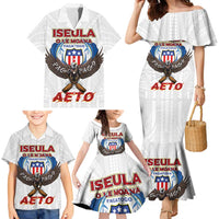 American Samoa Fautasi Family Matching Mermaid Dress and Hawaiian Shirt Pago Pago Aeto and Iseula o le Moana of Fagatogo White Color LT03 - Polynesian Pride