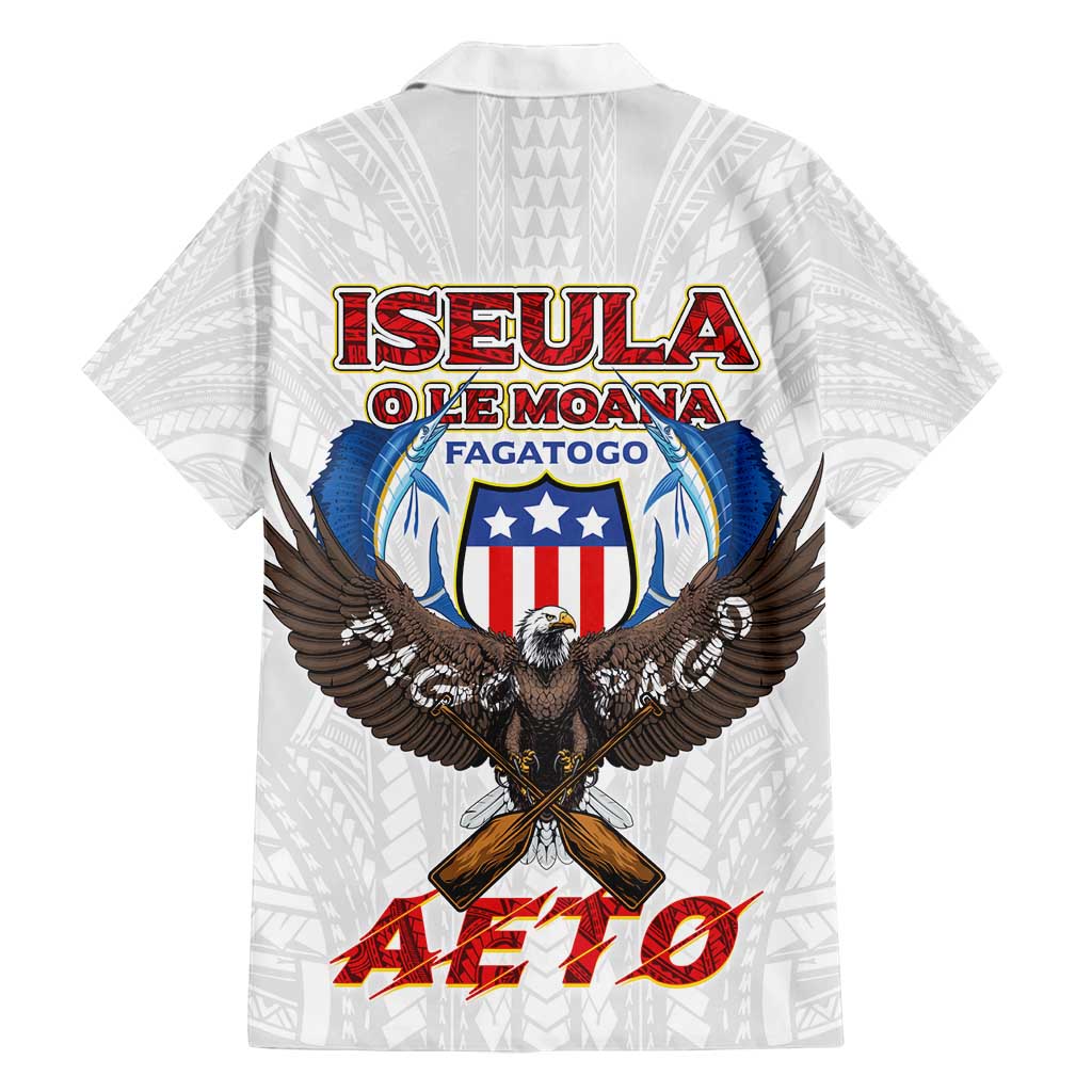 American Samoa Fautasi Family Matching Off Shoulder Short Dress and Hawaiian Shirt Pago Pago Aeto and Iseula o le Moana of Fagatogo White Color LT03 - Polynesian Pride