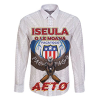 American Samoa Fautasi Family Matching Off Shoulder Short Dress and Hawaiian Shirt Pago Pago Aeto and Iseula o le Moana of Fagatogo White Color LT03 Dad's Shirt - Long Sleeve White - Polynesian Pride