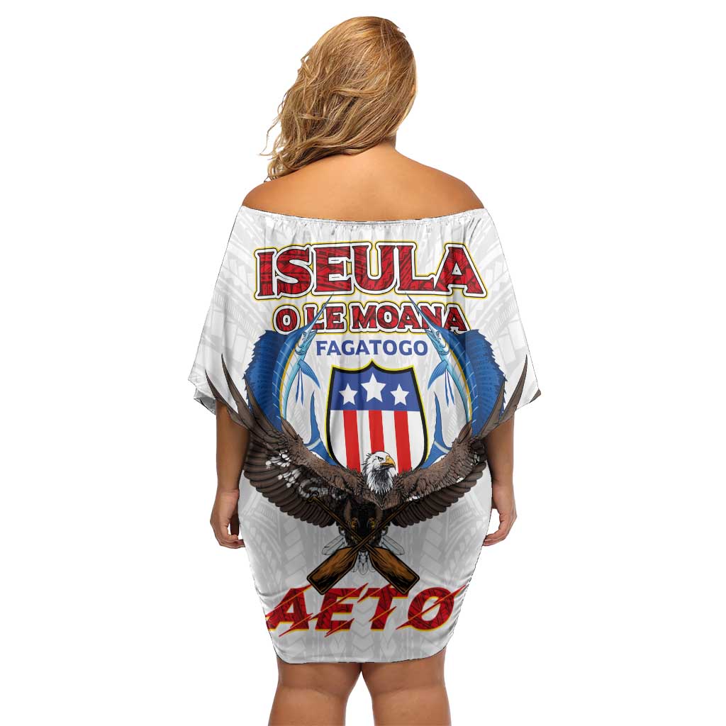 American Samoa Fautasi Family Matching Off Shoulder Short Dress and Hawaiian Shirt Pago Pago Aeto and Iseula o le Moana of Fagatogo White Color LT03 - Polynesian Pride