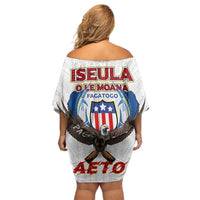 American Samoa Fautasi Family Matching Off Shoulder Short Dress and Hawaiian Shirt Pago Pago Aeto and Iseula o le Moana of Fagatogo White Color LT03 - Polynesian Pride