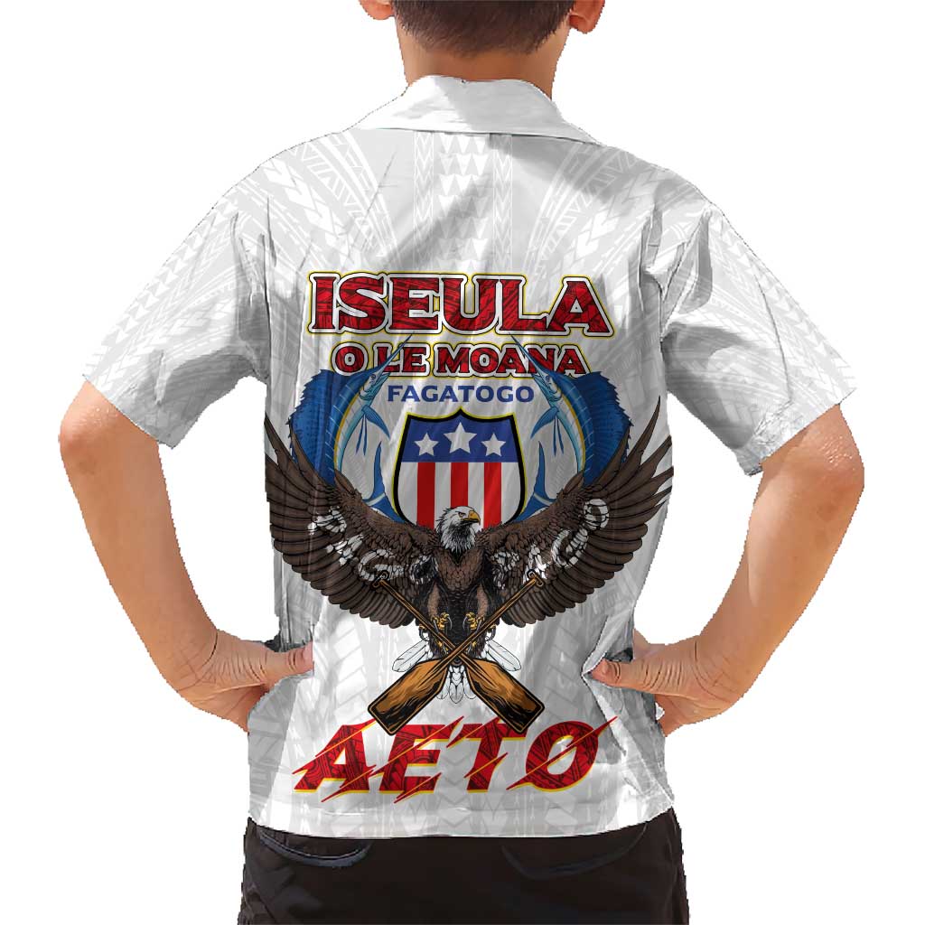 American Samoa Fautasi Family Matching Short Sleeve Bodycon Dress and Hawaiian Shirt Pago Pago Aeto and Iseula o le Moana of Fagatogo White Color LT03 - Polynesian Pride