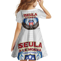 American Samoa Fautasi Family Matching Short Sleeve Bodycon Dress and Hawaiian Shirt Pago Pago Aeto and Iseula o le Moana of Fagatogo White Color LT03 - Polynesian Pride
