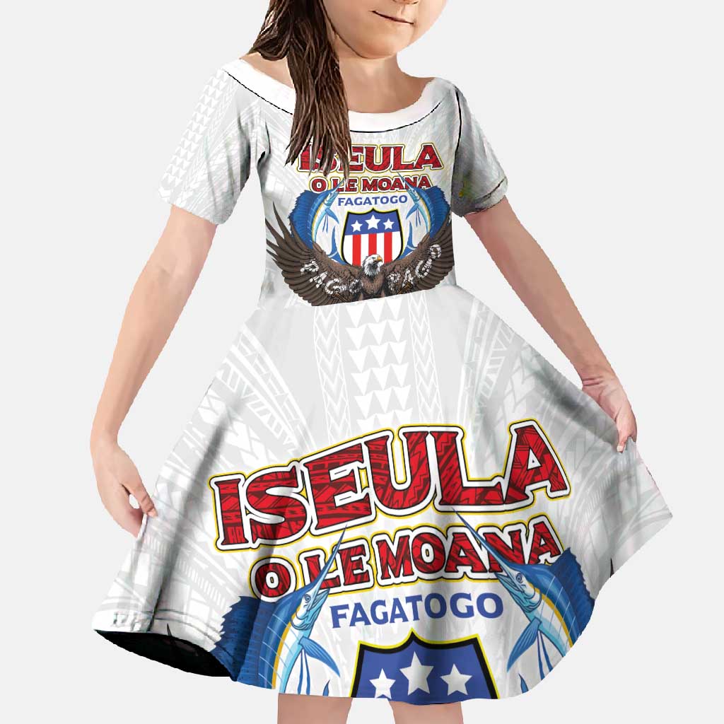 American Samoa Fautasi Family Matching Summer Maxi Dress and Hawaiian Shirt Pago Pago Aeto and Iseula o le Moana of Fagatogo White Color LT03 Daughter's Dress White - Polynesian Pride
