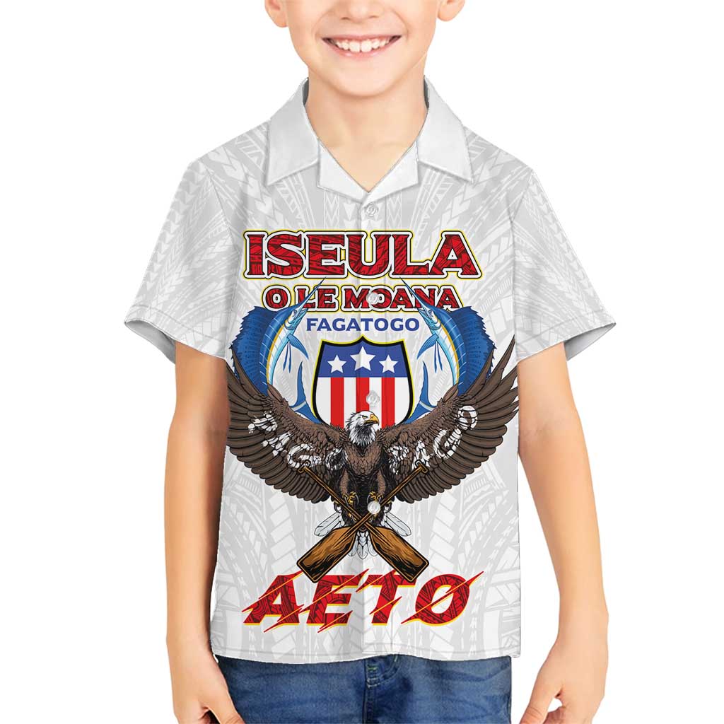 American Samoa Fautasi Family Matching Tank Maxi Dress and Hawaiian Shirt Pago Pago Aeto and Iseula o le Moana of Fagatogo White Color LT03 Son's Shirt White - Polynesian Pride