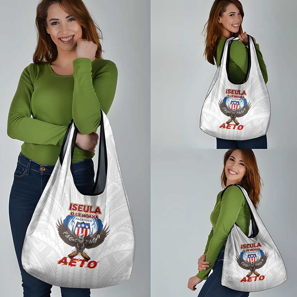 American Samoa Fautasi Grocery Bag Pago Pago Aeto and Iseula o le Moana of Fagatogo White Color LT03 - Polynesian Pride