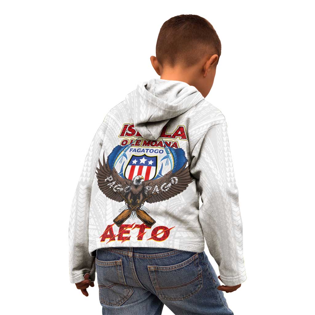 American Samoa Fautasi Kid Hoodie Pago Pago Aeto and Iseula o le Moana of Fagatogo White Color LT03 - Polynesian Pride