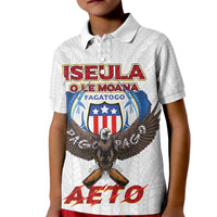 American Samoa Fautasi Kid Polo Shirt Pago Pago Aeto and Iseula o le Moana of Fagatogo White Color LT03 Kid White - Polynesian Pride
