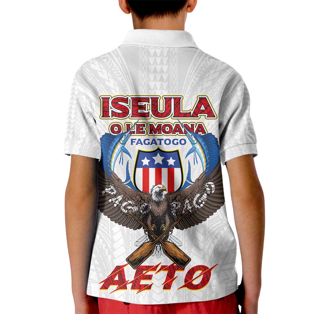 American Samoa Fautasi Kid Polo Shirt Pago Pago Aeto and Iseula o le Moana of Fagatogo White Color LT03 - Polynesian Pride
