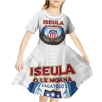 American Samoa Fautasi Kid Short Sleeve Dress Pago Pago Aeto and Iseula o le Moana of Fagatogo White Color LT03 - Polynesian Pride